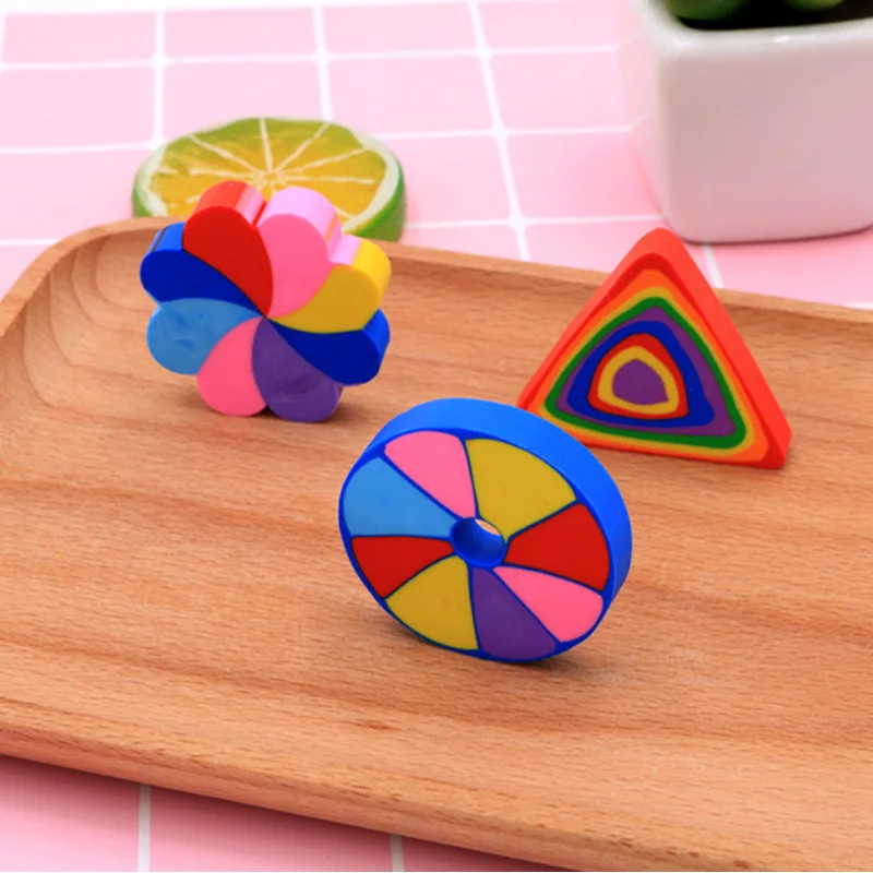 

2 Pcs/lot Creativity Stationery Supplies Kawaii Cartoon Colorful Erasers office Correction Supplies Kid learning Gifts