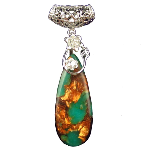 YUTENG многоцветный варисцит Пирит(морской камень из осадочной породы и Пирит) кулон для женщин модные ювелирные изделия женские подарки LL817 - Окраска металла: Snake Skin