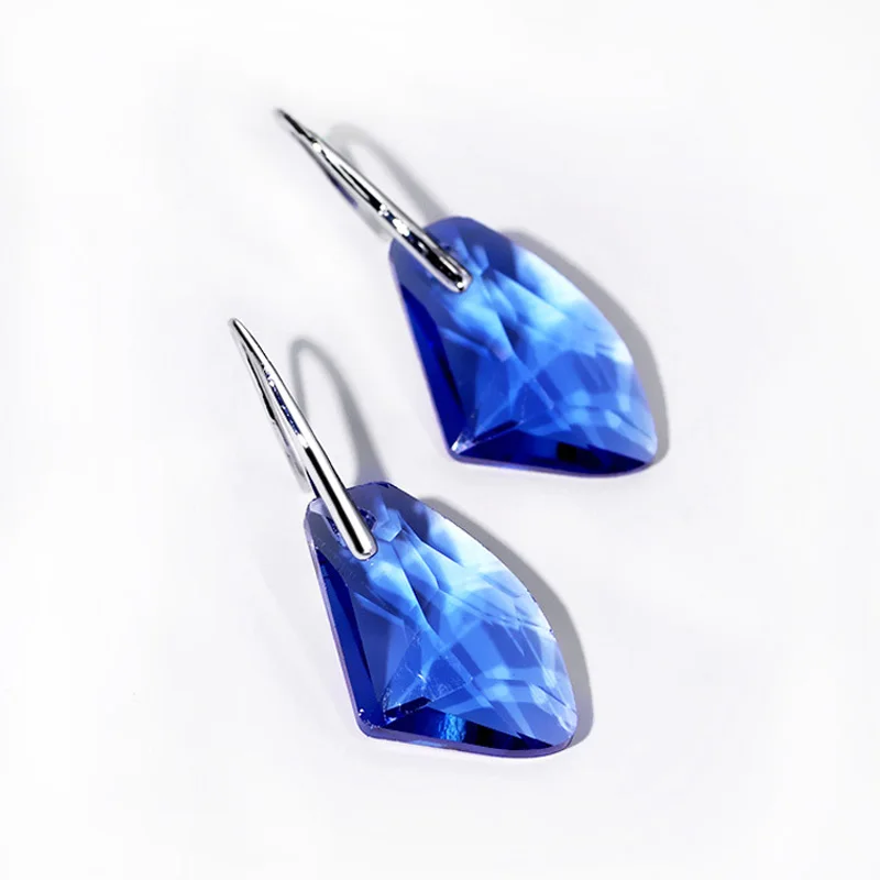 

Ociki Silver Color Long Blue Green Pink Crystal Dangle Earrings Hook Wholesale for Women Girls Hyperbole Gift Drop Shipping