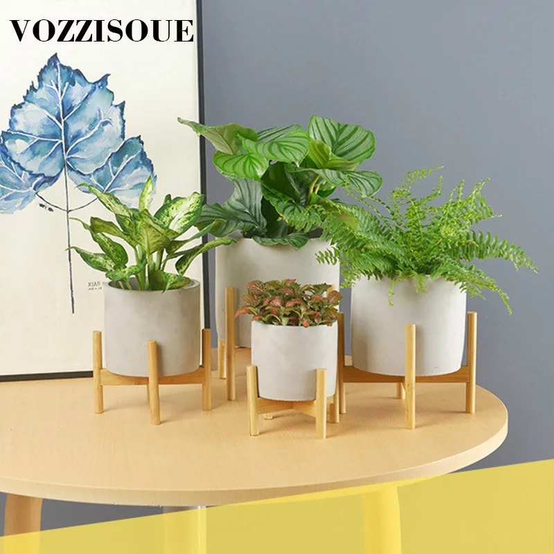 

Creative Breathable Combat Drought Cross Bamboo Frame Cement Pots Simple Succulents Green Planting Small Bonsai Home Decoration
