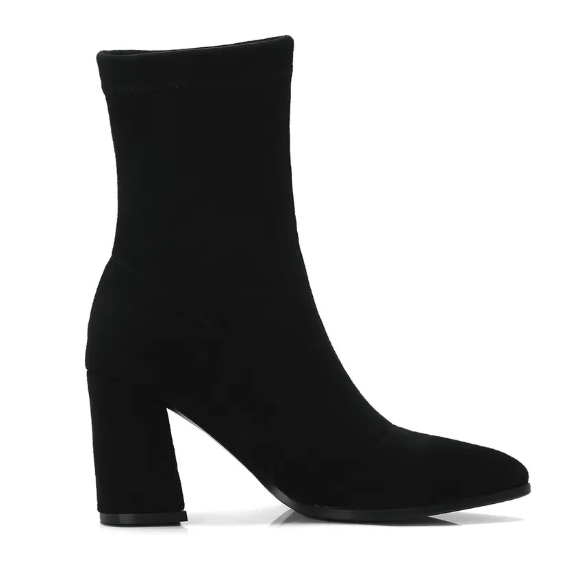 Skup QUTAA 2020 kobiet buty skarpety buty dziewiarskie wszystko mecz szpiczasty nosek wszystkie mecz platformy Slip on kobiety do połowy łydki rozmiar butów 34 42