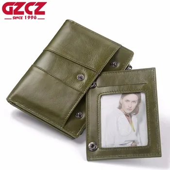 

GZCZ 2018 Wallet Women Fashion Genuine Leather Walet Female Hasp Coin Purse Photo Holder Wallets Lady Portomonee Clamp For Money