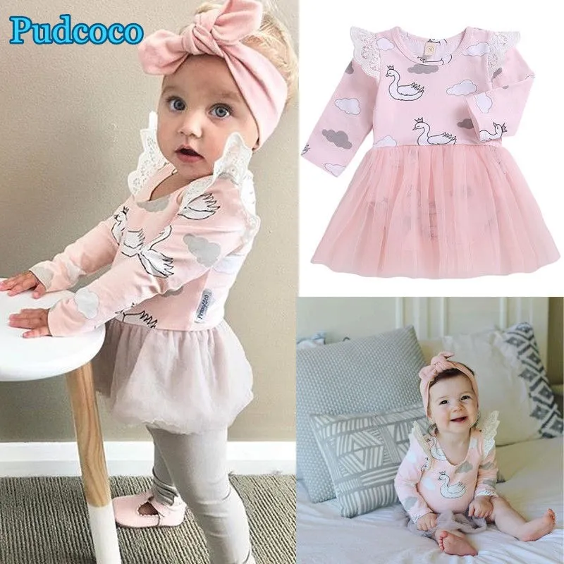 

Pudcoco 2019 Brand New Swan Newborn Kid Baby Girls Romper Jumpsuit Tutu Dress Outfits Clothes