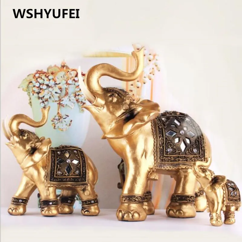 

New 1Pcs resin Ornate Elephant Statue Lucky Miniatures Figurine Ornaments Home Office Desktop Decoration Crafts Home Decoration