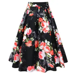 5 цветов в наличии Империя юбки женские s длинные 2019 Весна Новый Desigual винтажный принт большой подол плиссированная юбка женская