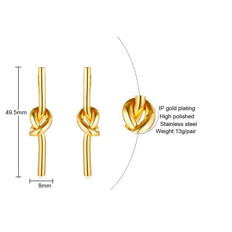 Vantage женские серьги с узлом золотого цвета, очаровательные серьги-гвоздики из нержавеющей стали для женщин, Oorbellen Brincos, ювелирные изделия