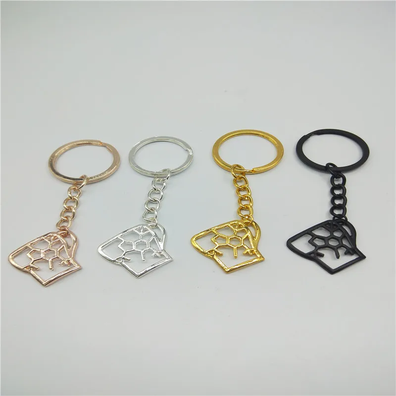

New Caffeine Molecule keychain Silver Plating Coffee Cup pendant Chemistry Science Gift With Chain For Women