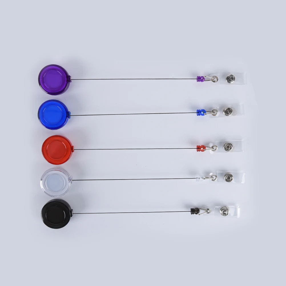

1PCS Easy Pull Buckle Retractable Buckle Pass ID Card Badge Holder Reel Round Solid Translucent Pull Buckle 5 Colors