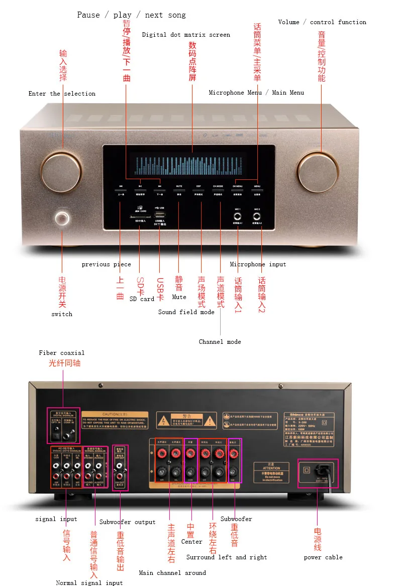 Shinco X-300 домашний усилитель мощности 5,1 Домашний кинотеатр Цифровой Bluetooth HIFI усилитель высокой мощности