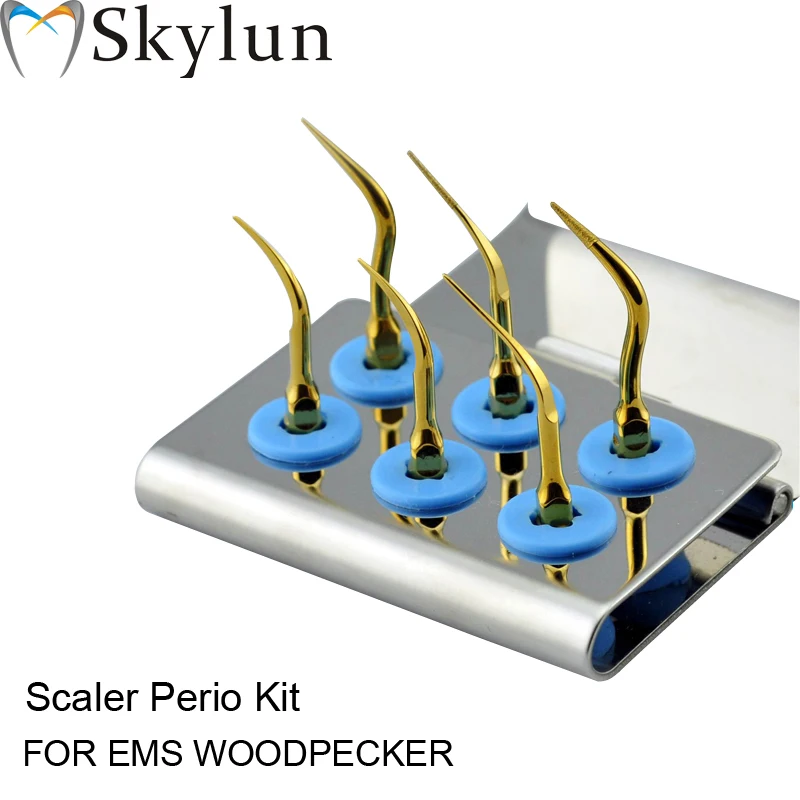 

Dental Ultrasonic scaler Tip Kit Scaler Perio Kit Gold scaler tips P1T x2 P3T P4T P3DT P4DT Fit EMS WOODPECKER AT12