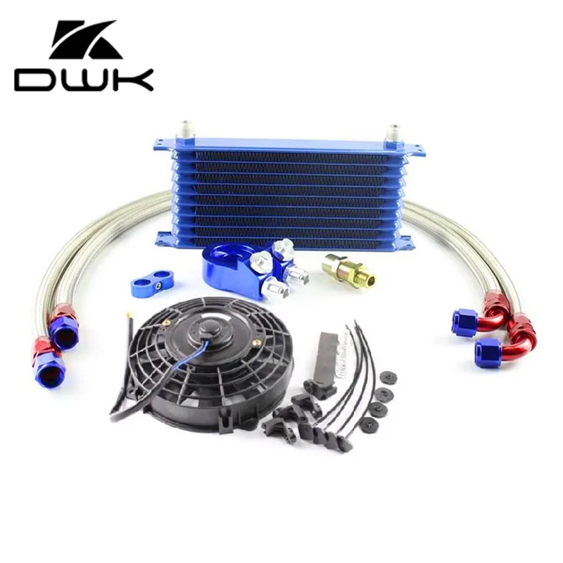 DWK Universal 10 Row AN10 10Rows Engine Oil Cooler Radiator Kits+Filter
