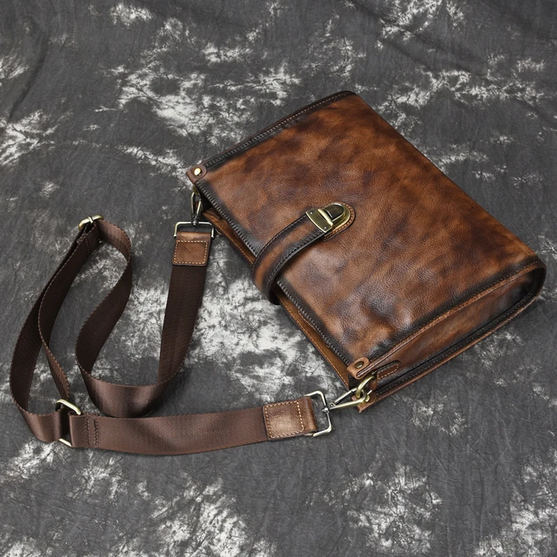 AETOO European and American style male bag leather postman Baotou layer cowhide man shoulder crossbody bag