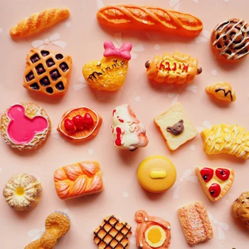 

35 Pieces/Bag Slime Charms Mixed Bread Sweets Resin Flatback Slime Accessories Beads Making Supplies for DIY Scrapbooking Crafts