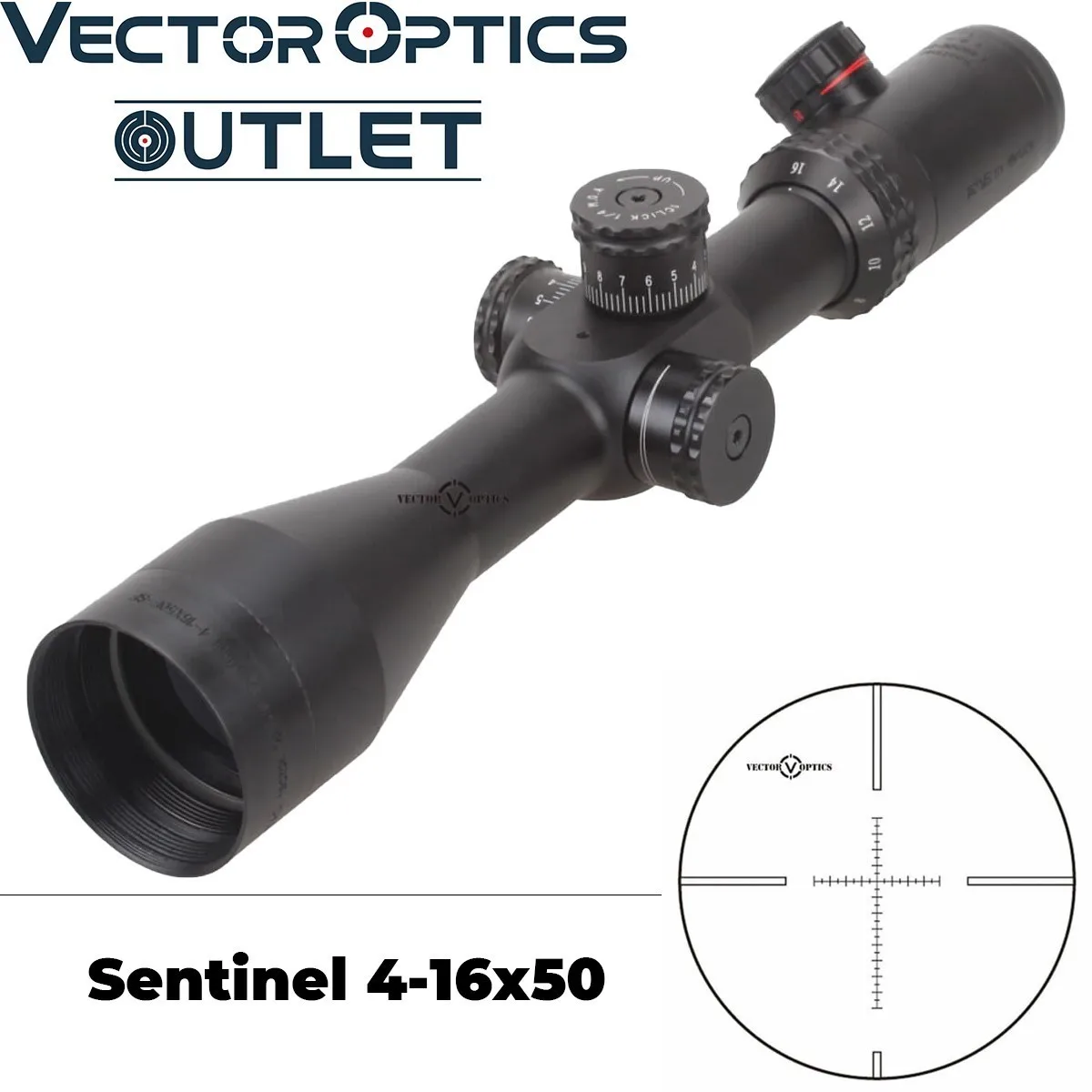 Векторная оптика Sentinel 4-16x50 тактический оптический прицел турели с функцией блокировки с подсветкой тест на настоящее оружие. 30 06