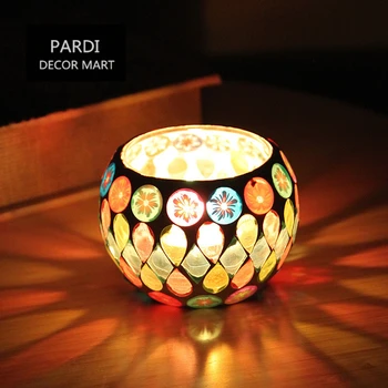 

Colorful Mosaic glass candle holder Aroma Burner tea light holder home decoration relaxing 1pc/lot