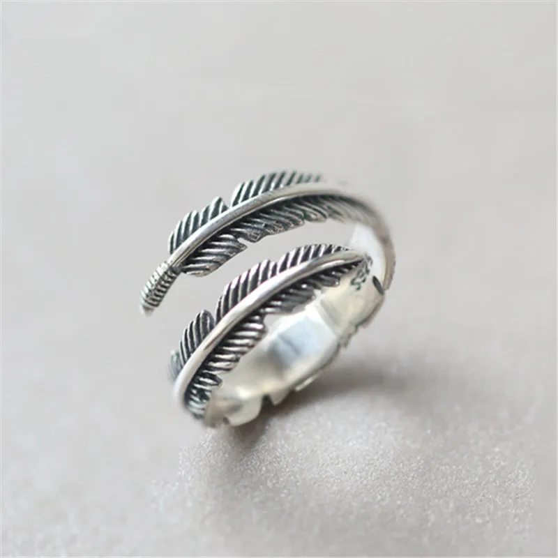 adjustable plume ring silver