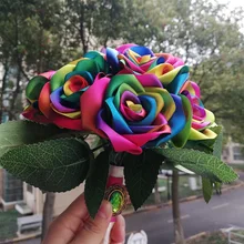 Новые шелковые ленточная Роза ручной работы цвета радуги Сатиновые розы/украшение на свадьбу цветы де мариаж ленточная брошь украшение дома
