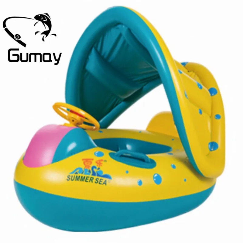 

Safety Baby Kids Summer Swimming Ring Swim Pool PVC Toys Float Boat Seat Float Inflatable Adjustable Sunshade