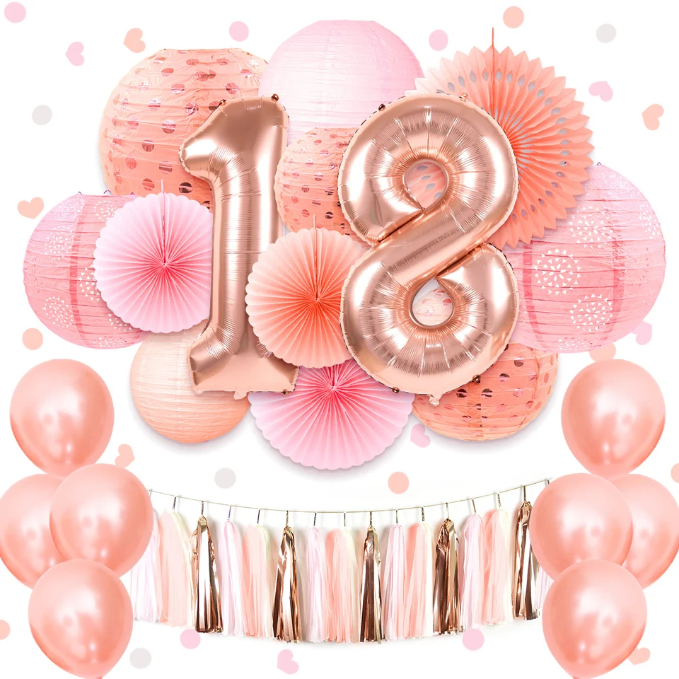 NICROLANDEE 37 шт./компл. новые милые рада 16 18 21th День рождения Decorationweet воздушные шары из розового золота Розовый DIY домашний декор