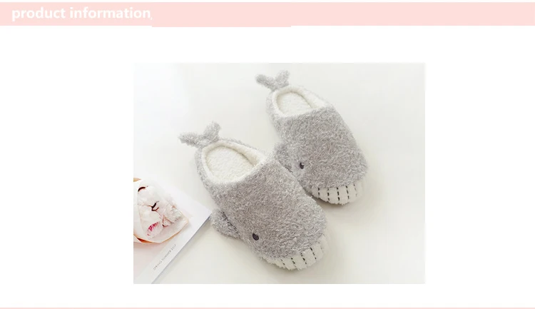 2018 Autumn And Winter Soft Fangs Small Whale Soft Bottom Non-Slip Indoor Home Warm Cotton Slippers Slippers For WomenM8G69 (2)