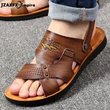 Мужские сандалии; Новинка; Летние кожаные мужские сандалии для пляжа, отдыха, путешествий; летние дышащие сандалии для мужчин