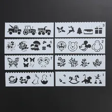 8 шт Пластик маленьких детей с изображением трафарет для рисования шаблонные Линейки инструмент для самостоятельного изготовления пресс-форм линейки мультфильм полый цветок пластина подарки для детей