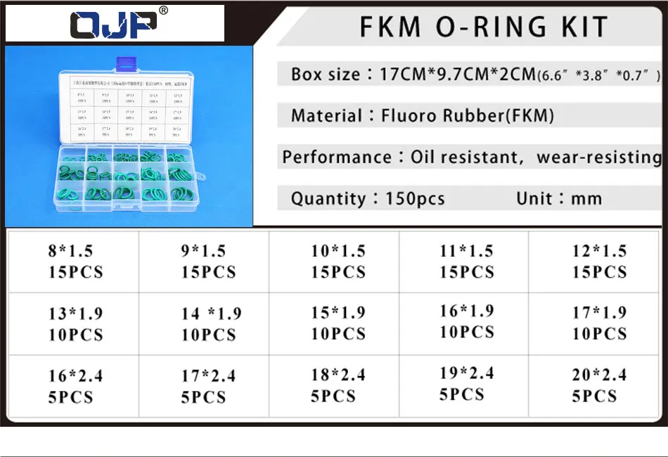 Фторкаучуковое кольцо FKM уплотнительное кольцо шайба резиновое кольцо набор Ассортимент Комплект Коробка кольцо