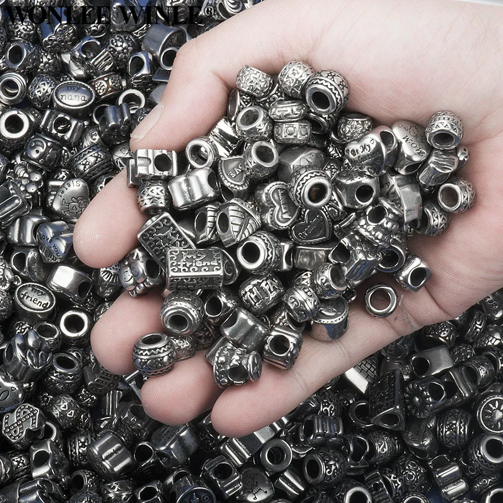

Wonlee Winle 316l Stainless Steel Mixed Big Hole Bead Charms From More Than 200+ Types Diy for Bracelet Necklace Jewelry Making