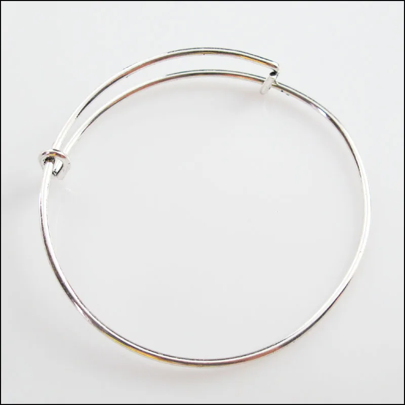 

New 2Pcs Expandable Bangle Bracelet Wire Wrap Adjustable Single Loop Textured 66mm