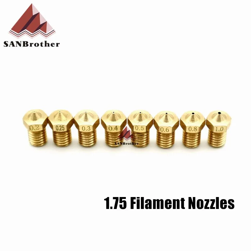 5 قطعة/الوحدة طابعة 3d فوهات j-رئيس النحاس فوهة e3d m6 v5 v6 1.75 ملليمتر إمدادات الطارد فوهات عالية جودة الفوهات