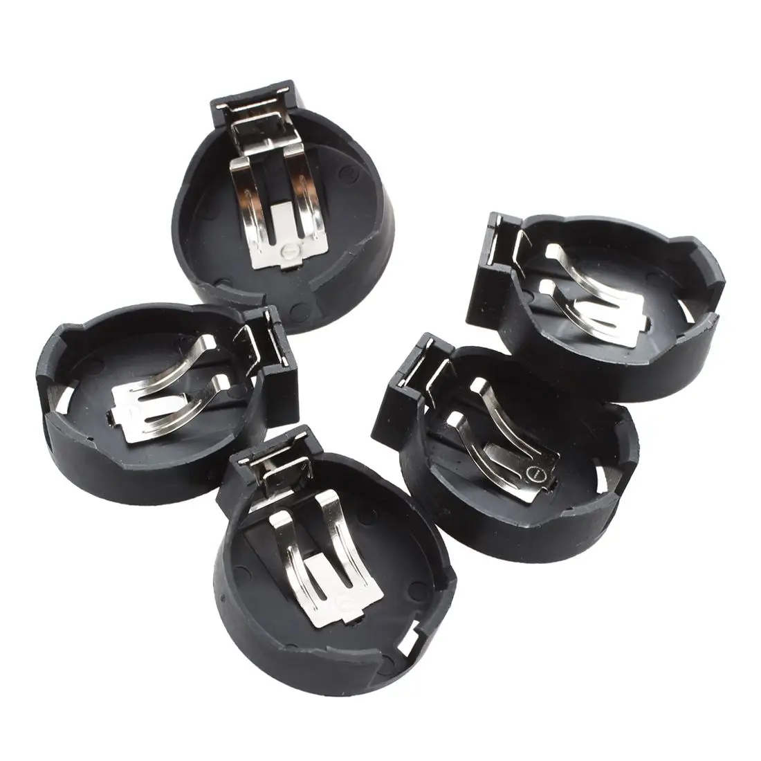 

PCB Hole Plugging Type CR/LIR2450 Button Cell Battery Holder 5 Pcs Black