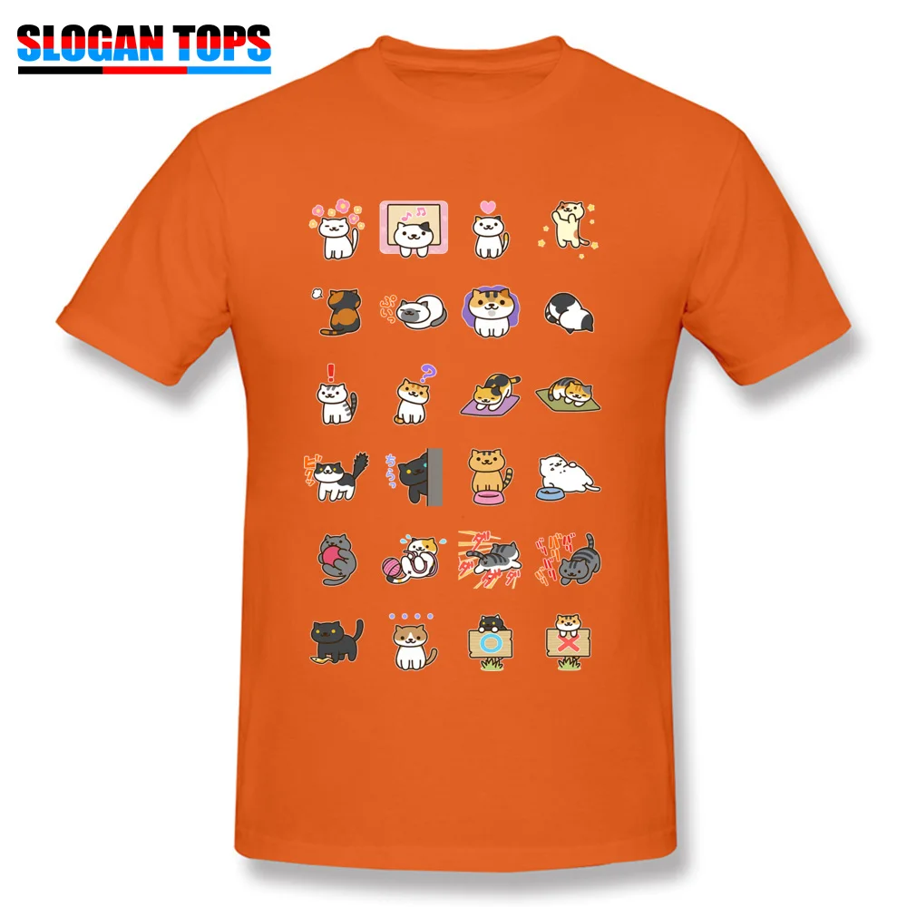 Slim Fit neko atsume cat tsum duck O-Neck T Shirts NEW YEAR DAY Tees Short Sleeve for Men 2018 New 100% Cotton Top T-shirts neko atsume cat tsum duck orange