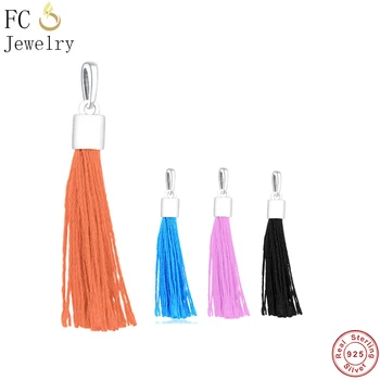 

Fit Original Pandora Charms Bracelet Gorgeous Black Tassel Hanging Charm Bead European Real Silver 925 Jewelry Making Berloques