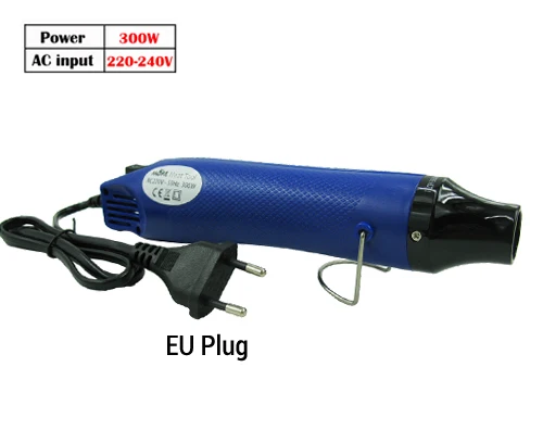 220 В 300 Вт термофен электрическая Тепловая пушка профессиональная пластиковая Сварка нагревательный пистолет - Цвет: HeatGun300W-EU Blue