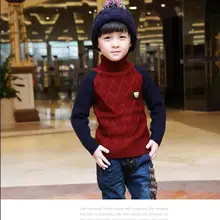 Модная одежда для детей, Детская мода мальчиков волны Cut пуловеры смешанные Цвет дети Свитер с воротником Sueter Para Nino для 3-14 детская вязаная шерстистого E265