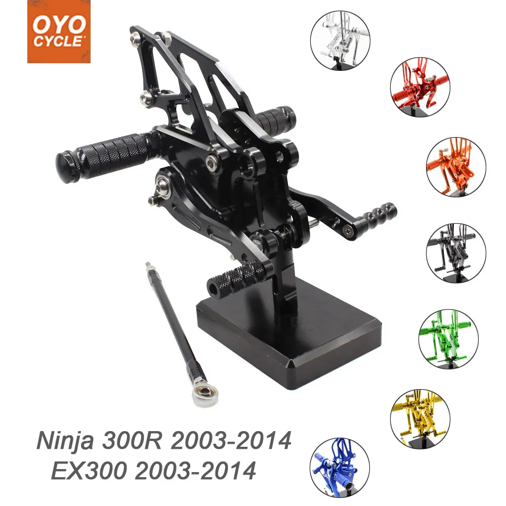 

For Kawasaki Ninja 300R 2003-2014 Motorcycle Rear Set Accessories CNC Adjustable Rearset Foot Pegs EX300 2012 2013 Foot Rests