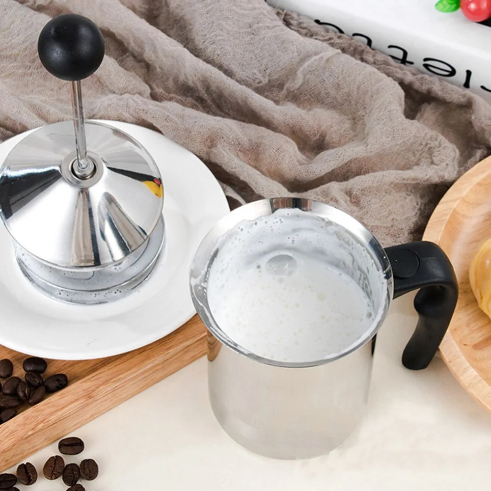 

400ML Stainless Steel Milk Frother Double Mesh Milk Creamer Milk Foam for Coffee Milk Maker Kitchen Accessories