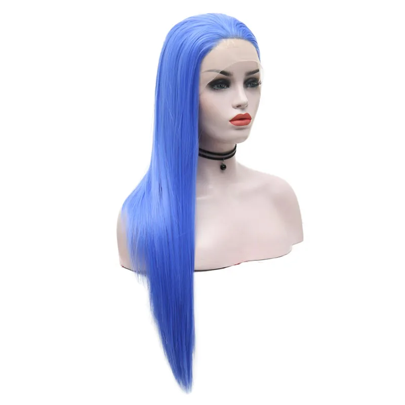 JOY& BEAUTY термостойкие волокна волос Синтетический парик Русалка Синий цвет шелк прямые синтетические кружева передние парики для женщин парики