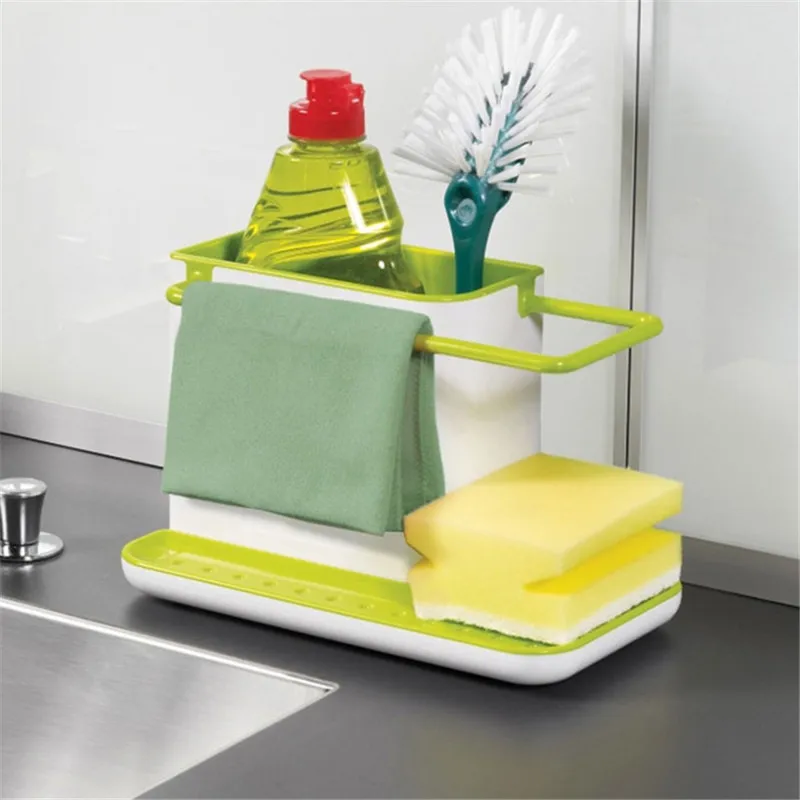 

1pc 3 IN 1 Multifunction Glove Storage Debris Rack Dishclout Storage Box Rack Kitchen Stands Utensils Cleaning Tools Housekeeper