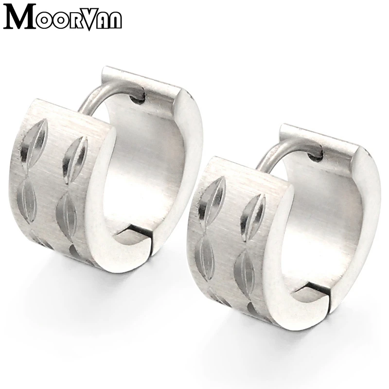 

Moorvan 2017 New Arrival Unisex Earring Popular Cool Silver color Leaf Earring Stainless Steel 13mm*7mm Fashion jewelry VE015