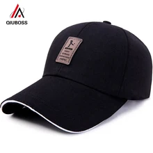 QIUBOSS Мужская однотонная холщовая бейсбольная бейсболка с возможностью регулировки размера для отдыха летняя шляпа от солнца Мужская Вышивка Casquette QB14