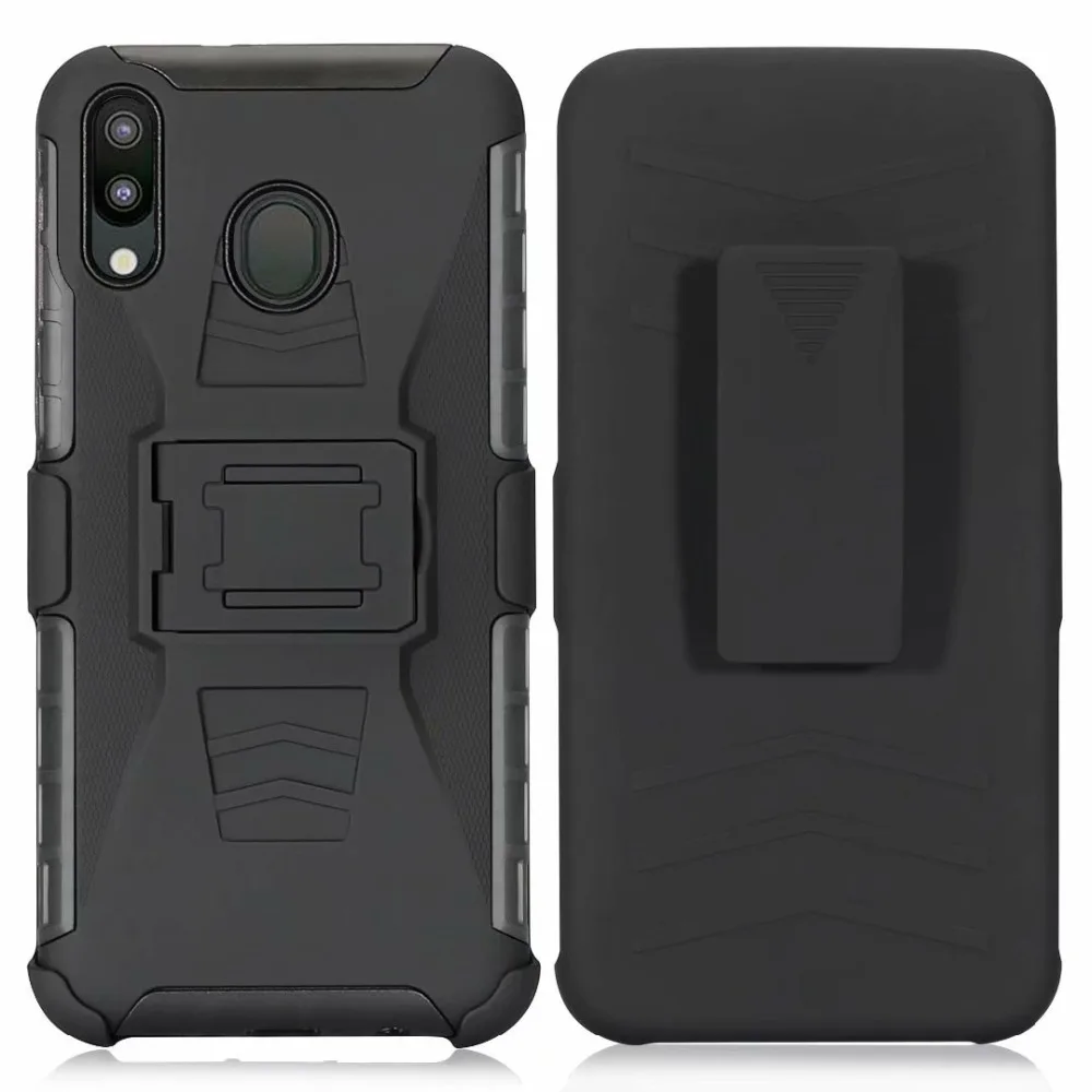 

Heavy Duty Protection case for Samsung Galaxy M20 Clip Belt Built-in Stand Hybrid 3 in 1 Shockproof Armor Cover for Samsung M10