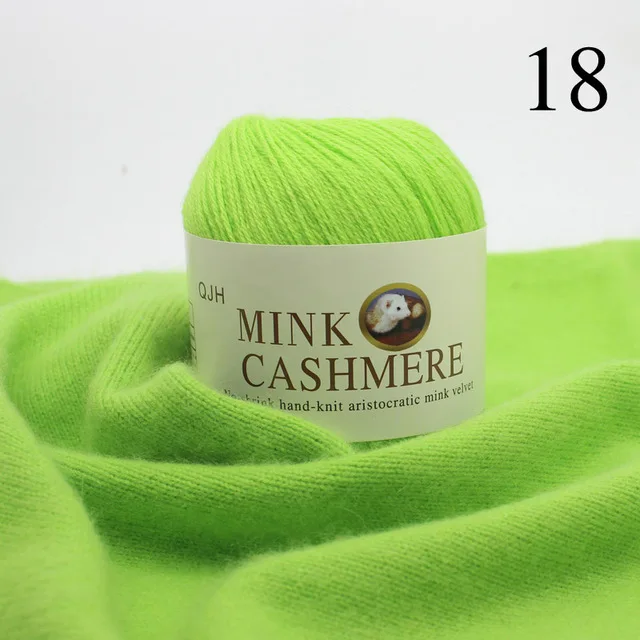 50 г/шт., норковая кашемировая пряжа, шерстяная пряжа для ручного вязания, сделай сам, свитер, одеяло, шарф, спицы, пряжа - Цвет: green yarn