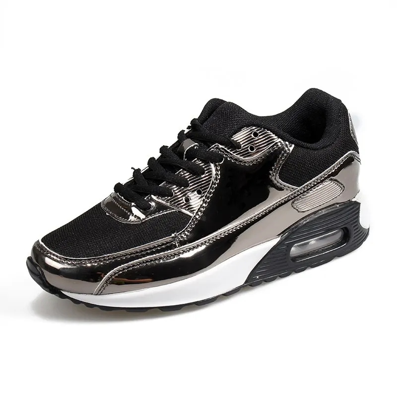 Большие размеры 36-46 Tenis Masculino горячая Распродажа спортивная обувь для спортзала мужские теннисные туфли стабильные кроссовки мужские Прогулочные кроссовки блестящие золотые - Цвет: Черный