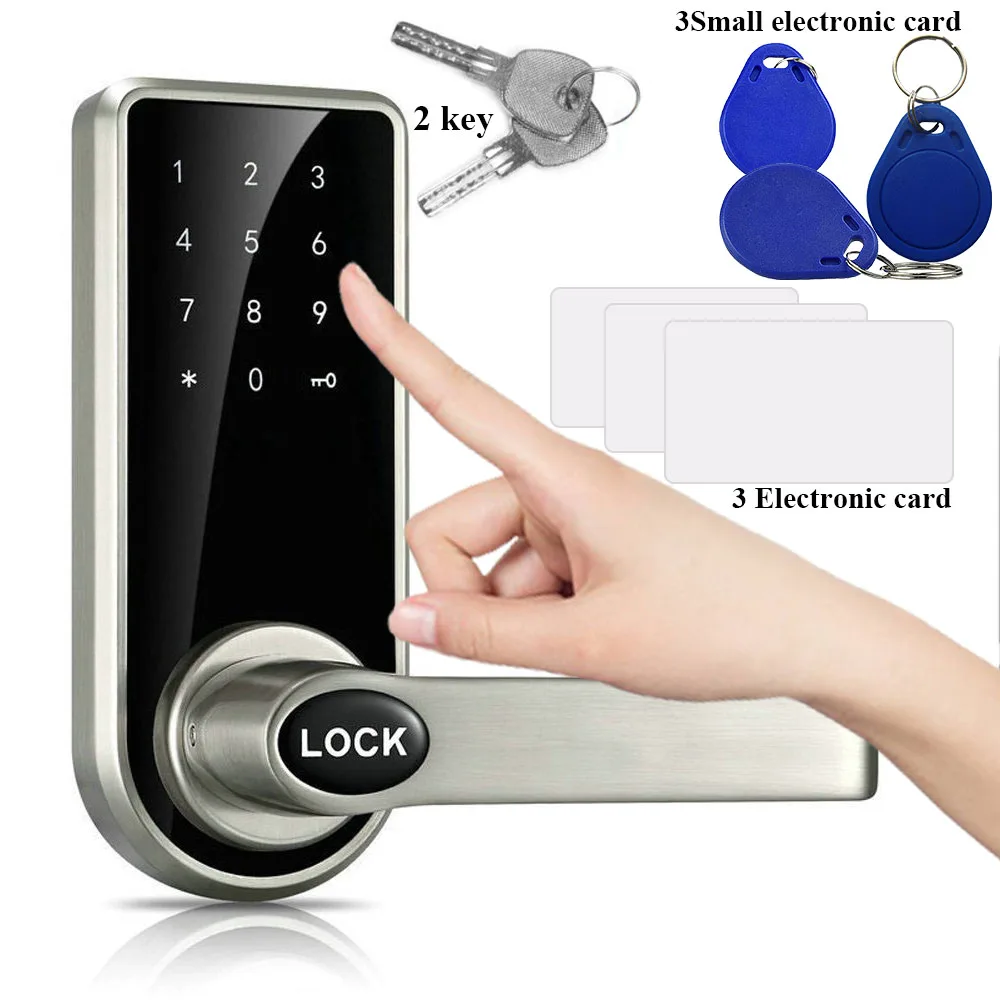 Smart Touch Screen Electronic Door Lock Password + Key + Card Triple Zinc Alloy Electronic Code