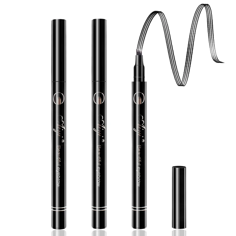 1pcs Liquid Eyebrow Pencil Waterproof with 4 Micro Fork Tip Simulate Real Eyebrows 5 Colors Eyes Makeup Cosmetic Eye Brow Pen
