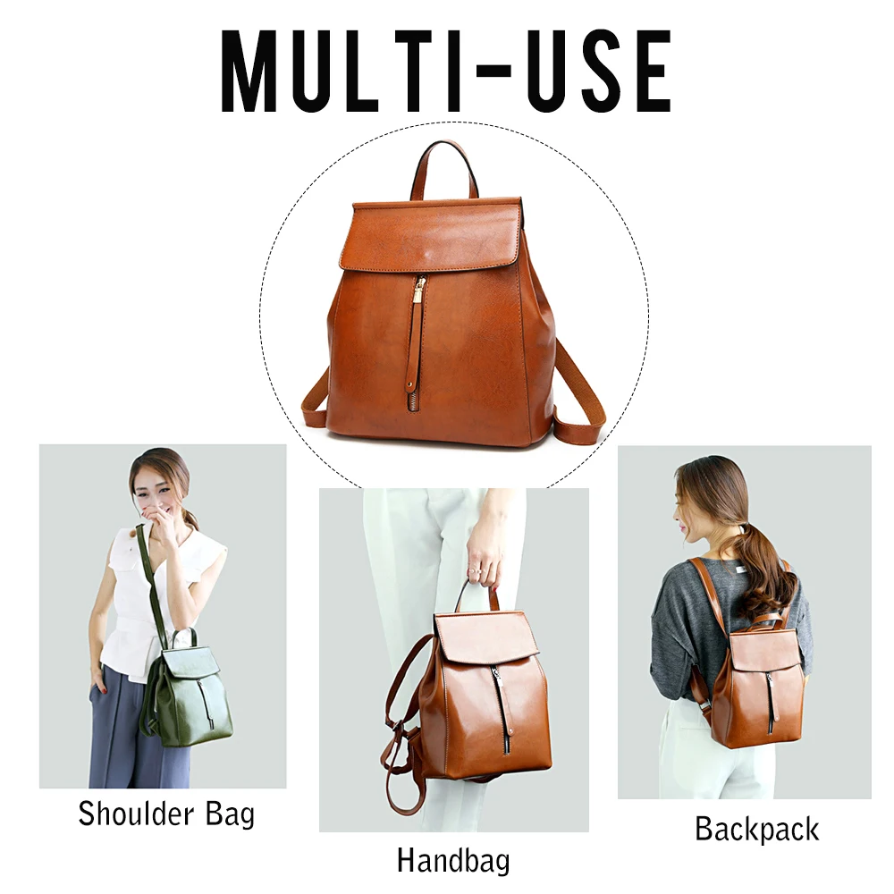 HERALD, модный качественный винтажный кожаный женский рюкзак, Большая вместительная школьная сумка для девочек-подростков, женская сумка на плечо, mochila