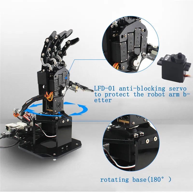  LOBOT uHand2.0 Raspberry 3B+ Programmable Face Color Image Recognition PC/Stick Control RC Robot Ar