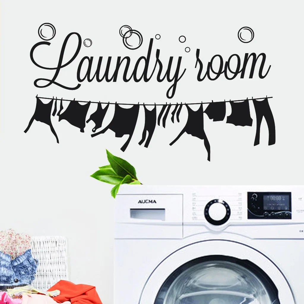 Newest Laundry Room Home Decor Wall Sticker Decal Bedroom Vinyl Art Mural Mobile Creative Wall Affixed With Decorative Sticker