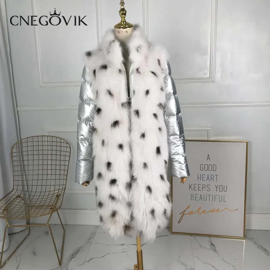 

2019 new style real fox fur coat with down sleeves stand collar with zipper Down jacket with fur warm Comfortable fashionOutwear